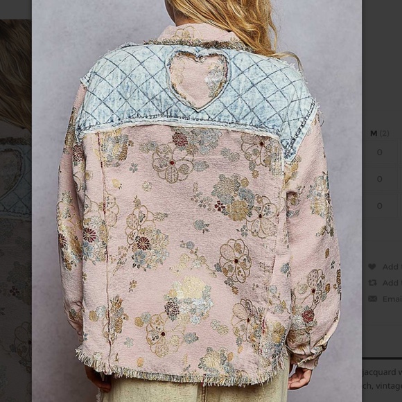 POL “ Cecilia “ POL Jacquard Jacket Shirt with Denim Quilted Patch Detail 55 - Picture 4 of 5